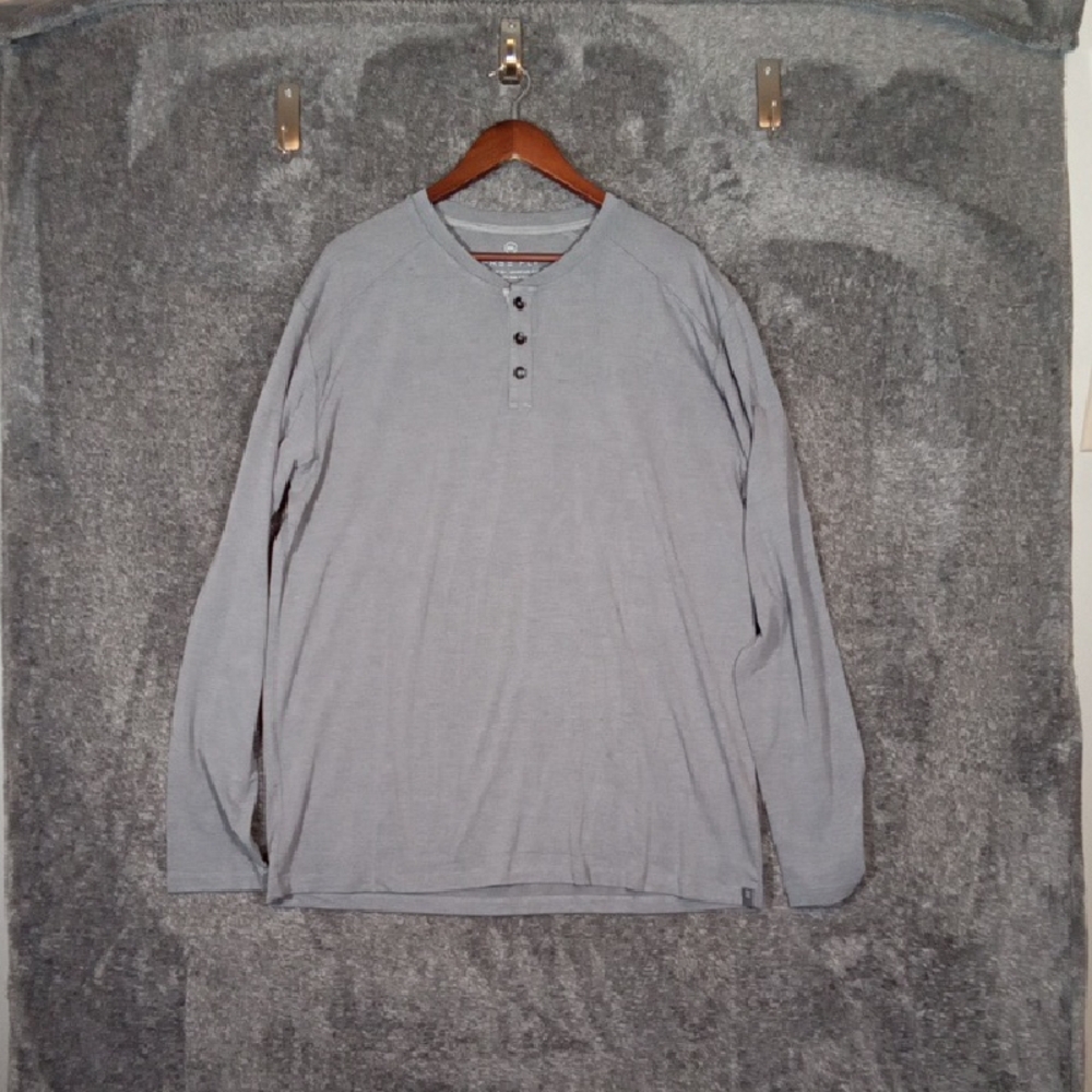 Free Fly Mens Bamboo Viscose Long Sleeve Henley Gray Size 3XL